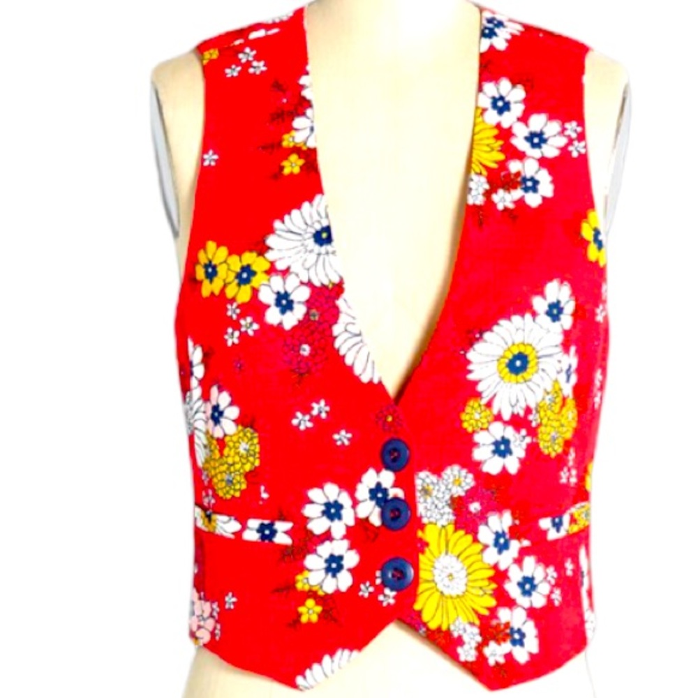 ModCloth 70’s floral vest women’s
